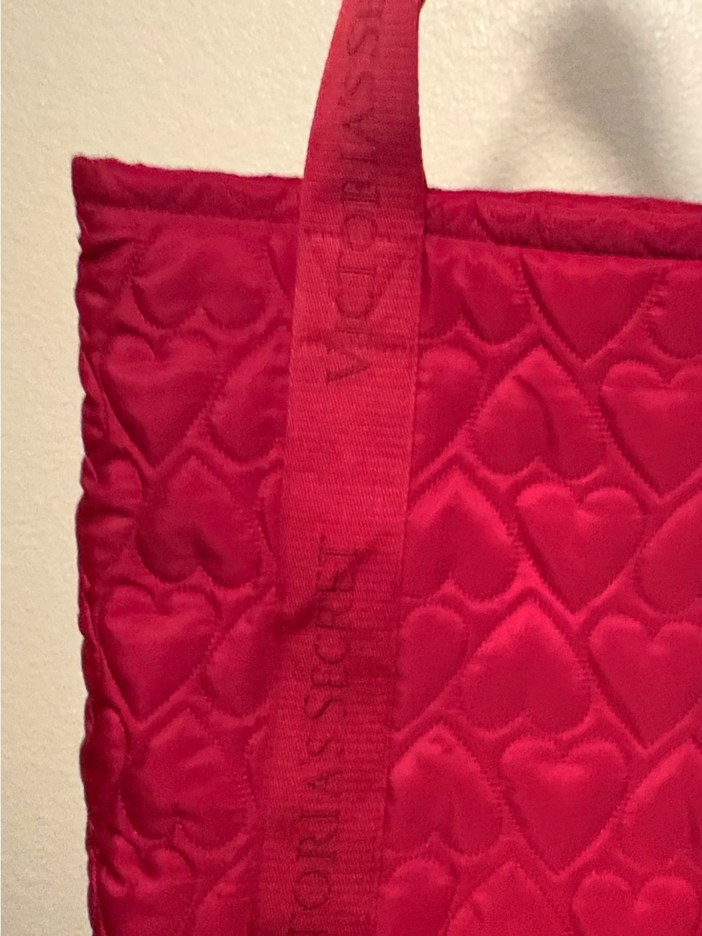 Victoria's Secret Quilted Heart Pink-Red Tote